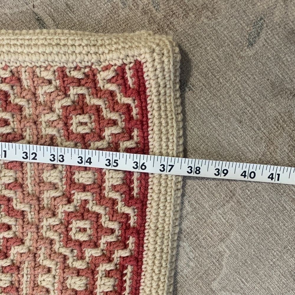 Handcrafted Mosaic Crochet Geometric Blanket - Picture 3 of 5